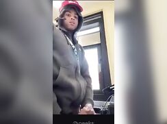 Cute Sexy Black Boy Jerking Off At Work