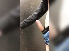 Teen films himself wanking in public bathroom