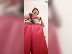 The guy in red masturbated.