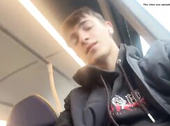 Chav lad wanks on a train LOL Brave lad innit...