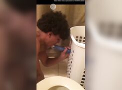 Teen an his makeshift toy