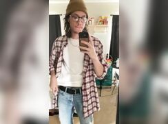 cute curly brunette reveals his big meat