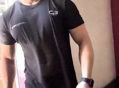 Flashing nude body shirt on open window