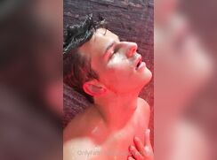 cute carson young taking a shower