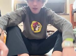 Lad Strips and Jerks Off On Bedroom Floor