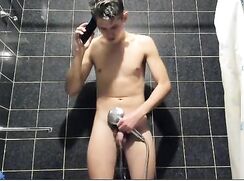 Cute rusian boy in shower