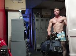 Huge cock muscle teen workout pose JO