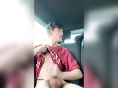 Cute Boy Cums in his Car