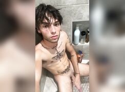 Logan takes a shower