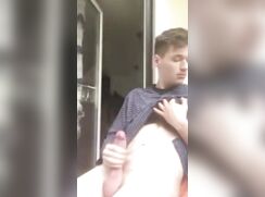 AHV - Twink making sure he’s alone before jo his thick cock