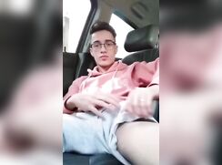 cute nerdy car cumming bate