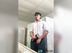 Quick jerk off in the restroom