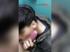 Risky public head in a mall bathroom