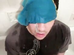 Master laughs at his pig