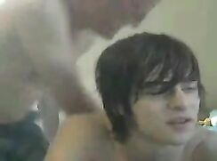 Vintage webcam: older and younger guyI