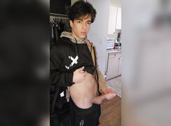 AHV - Hot twink strokes his cock in bed