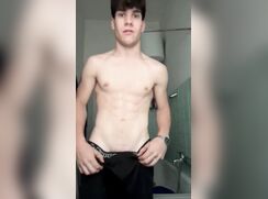cute big cock twing bathroom bate