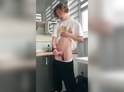 Masturbating in the kitchen before school