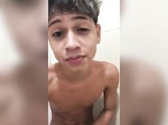 Too cute twink jerks-off on the toilet