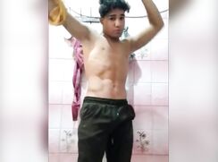 Young arab striping off and jerking