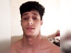 Handsome moroccan teen boy jerking off until cum