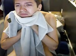 Vintage Black Hair College Guy Fit wanks off on webcam - AI Enhanced