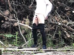 AHV-HD - Walking around with my cockring and rockhard, uncut dick massive cumshot