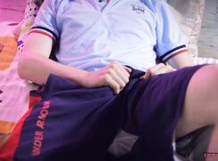 Beautiful Twink Emmanuel Kokichi Jerking His Uncut Cock And Eating it