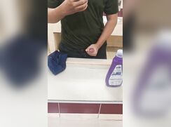 Cum explosion in public toilet