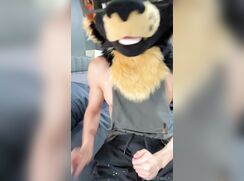 Furry jerking off and cumming