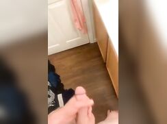 cute fit brunette cumming bathroom jo