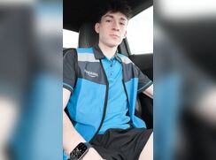 Delivery Driver Strengthens His Muscles During Work Break Time