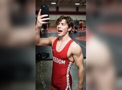 College Wrestler Twunk finally tells the truth. Sound-on. (Ai Video, repeated).