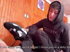 Cute but silly roleplay with young boy dominating another with his feet