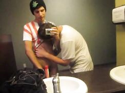 Big Cock Amateur Twink Blowjob in Bathroom
