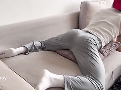 Boy Grinds His Pillow In White Socks