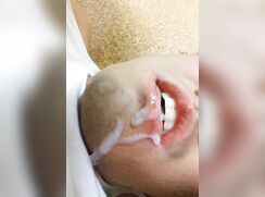 Cumming into own mouth