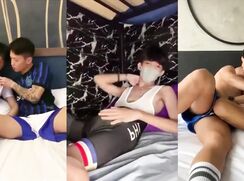 Young football friends play tenderly with each other and have incredible fun cumming.