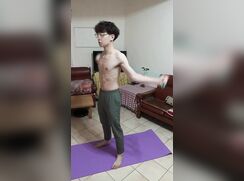 Doing his daily workout