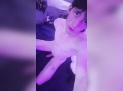 AHV - Young twink begs for exposure and licks his cum off the floor