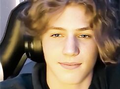 Blond Wavy Hair Hunk wanks his Uncut cock off webcam - AI Enhanced