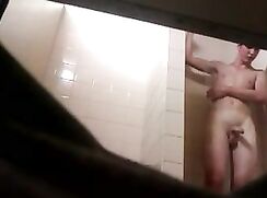 Locker-room spycam: Shower wanking