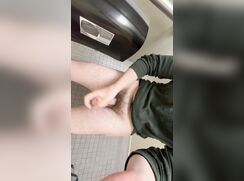 College guy masturbating in the bathroom solo