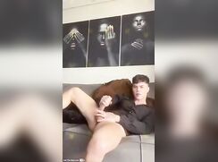 Gustavo jerks his massive pink cock