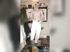 Cute baseball player fucks himself with a huge dildo