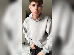 cute brunete proud of his big cock