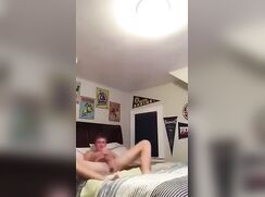 A very horny straight college boy frantically jerks off