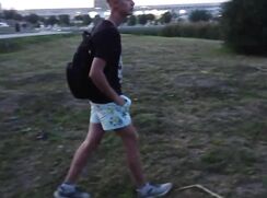 AHV-HD - The handsome man fingering a member on the embankment of the plant. Extreme