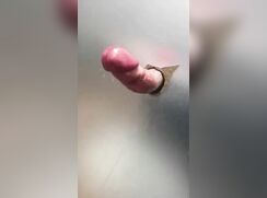 Edging an anon dick through a glory hole