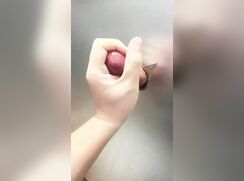 Edging an anon dick through a glory hole